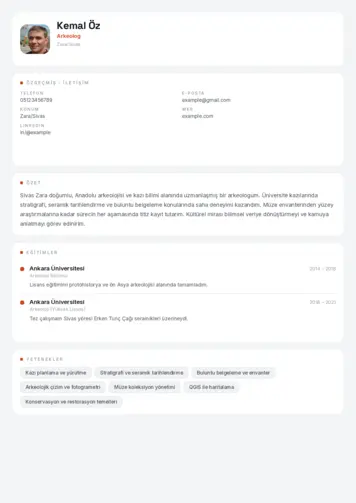 Arkeolog Cv Örnekleri cv indir